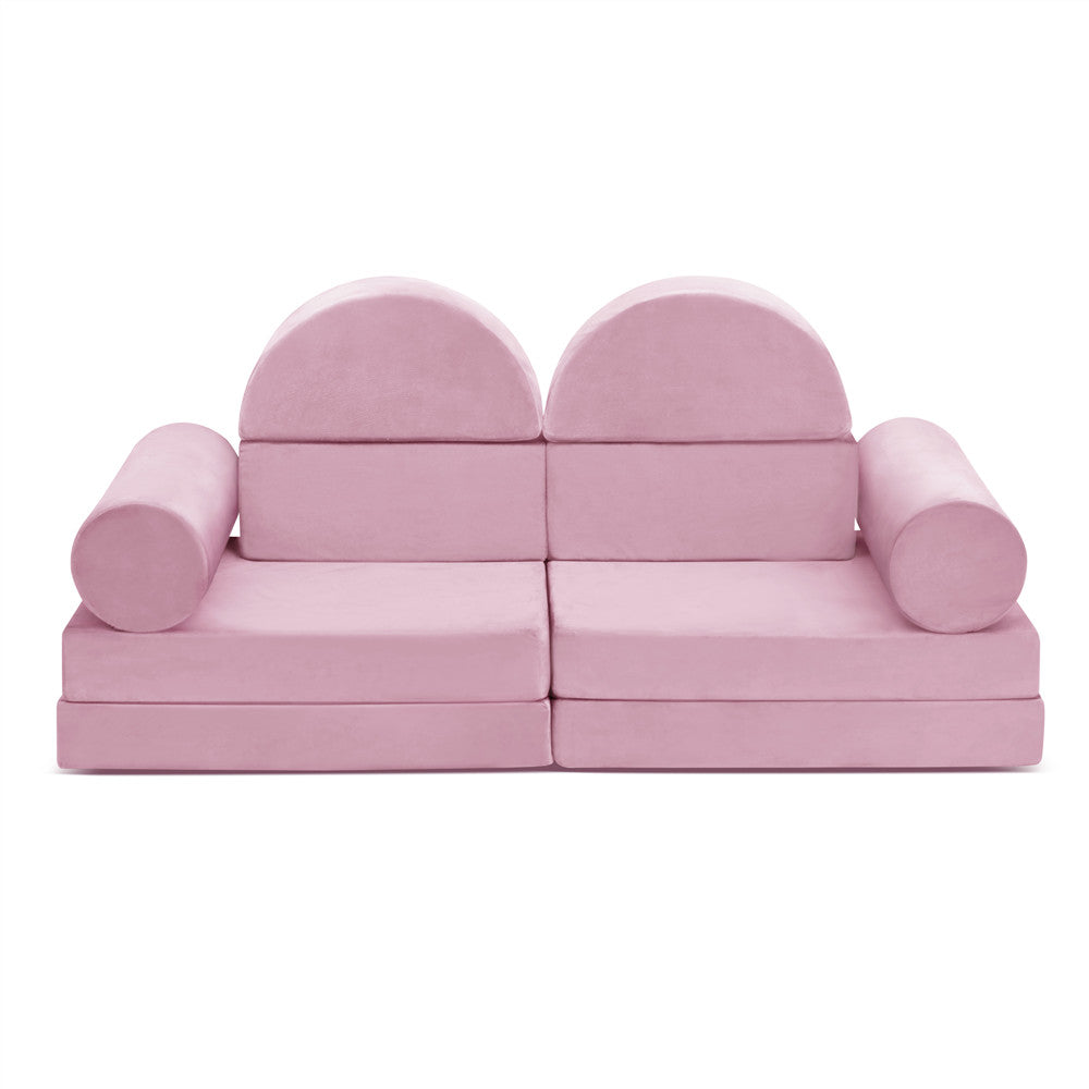 JP Outdoor Kids Nugget Couch Filled with 100% 28D Sponge,10PCS Toddler Modular Play Couch，Pink