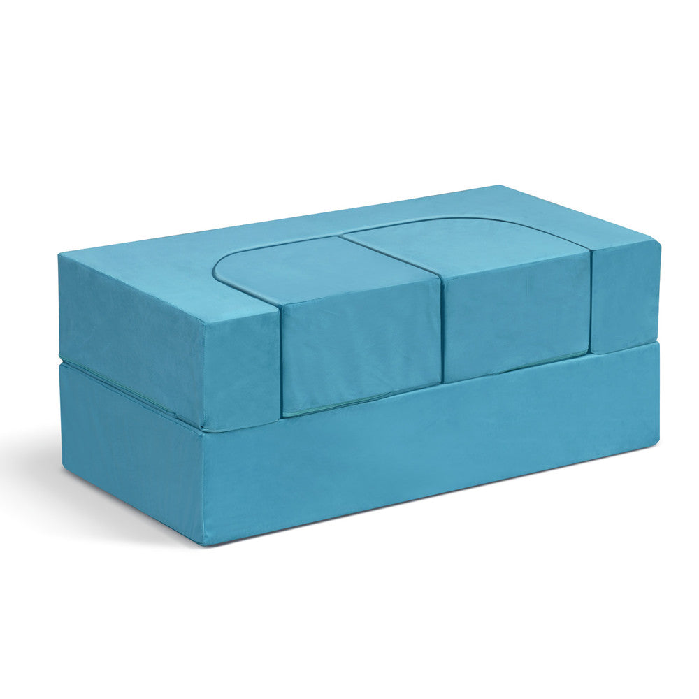 JP Outdoor 4PCS Modular Kids Play Couch Filled with 100% 28D Sponge,Toddler Nugget Convertible Couch，Blue