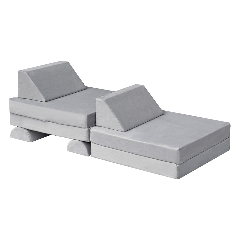 JP Outdoor Modular Kids Play Couch, 8PCS Nugget Couch for Building Fort, Toddler Play Sponge Convertible Couch，Gray