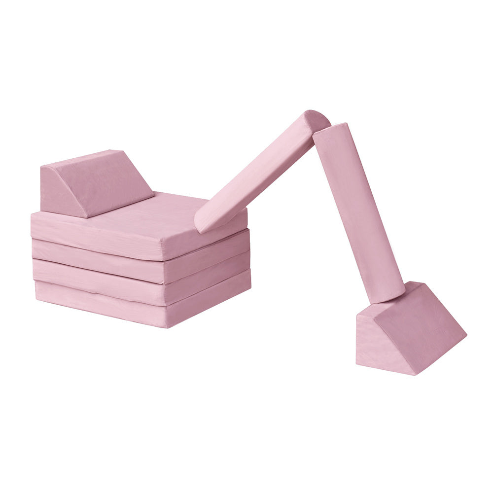 JP Outdoor Modular Kids Play Couch, 8PCS Nugget Couch for Building Fort, Toddler Play Sponge Convertible Couch，Pink