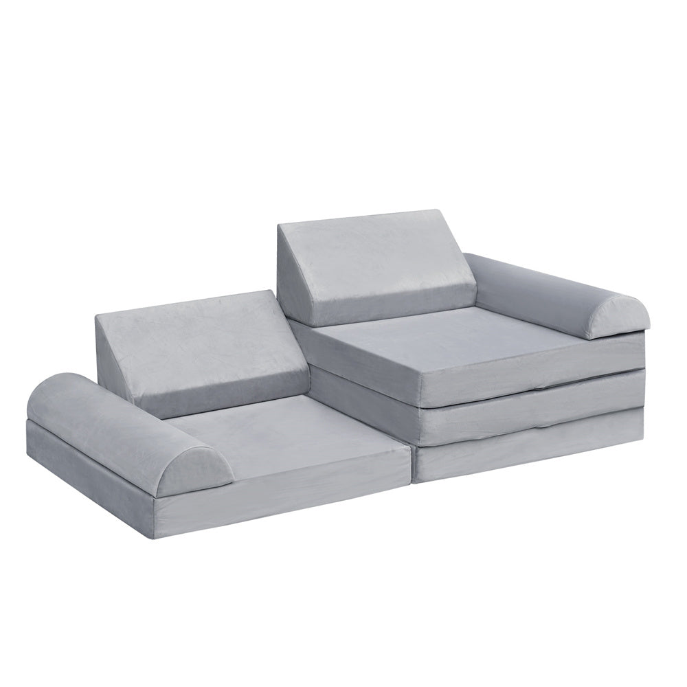 JP Outdoor Modular Kids Play Couch, 8PCS Nugget Couch for Building Fort, Toddler Play Sponge Convertible Couch，Gray