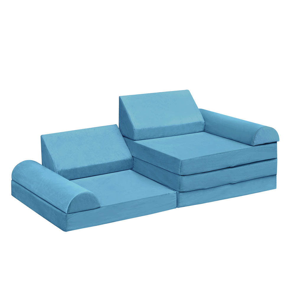 JP Outdoor Modular Kids Play Couch, 8PCS Nugget Couch for Building Fort, Toddler Play Sponge Convertible Couch,Blue