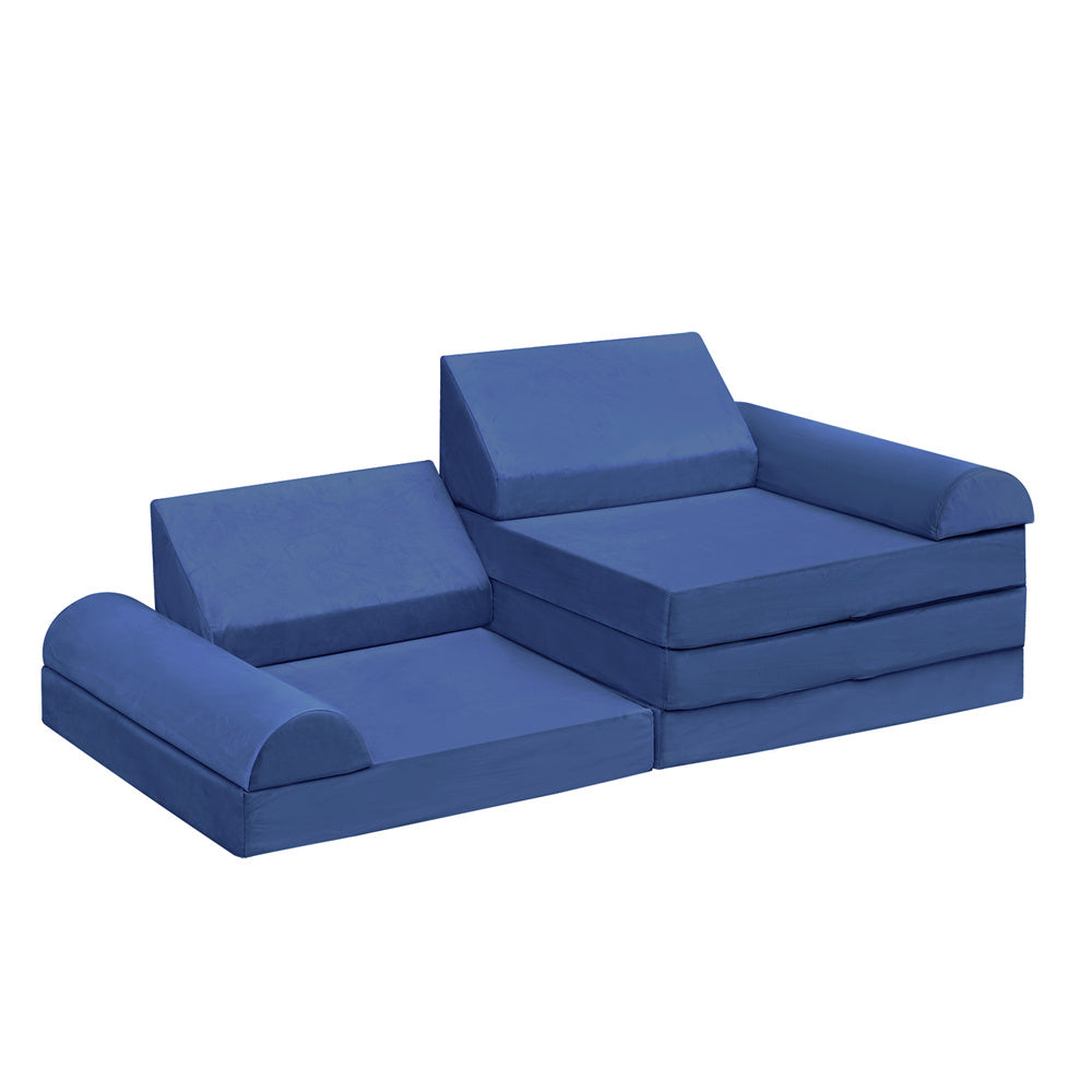 JP Outdoor Modular Kids Play Couch, 8PCS Nugget Couch for Building Fort, Toddler Play Sponge Convertible Couch，Navy Blue