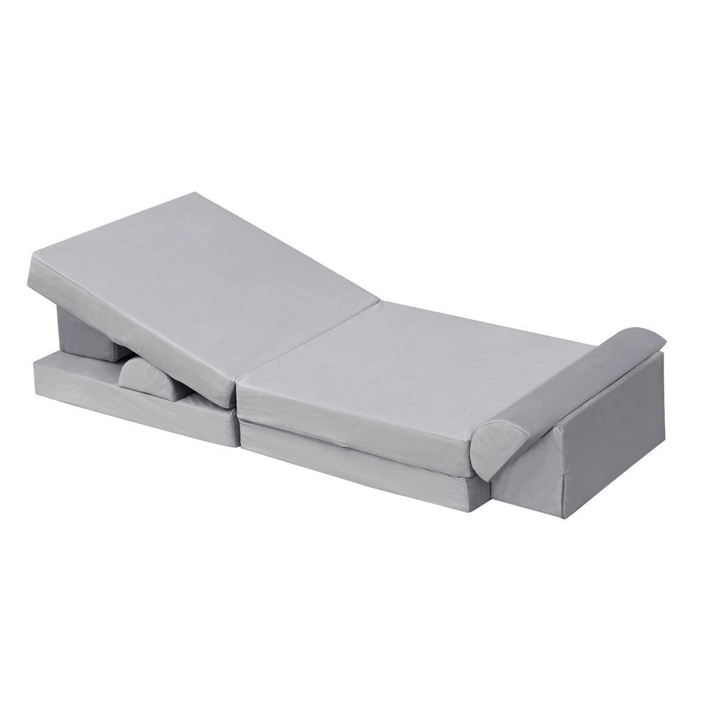 JP Outdoor Modular Kids Play Couch, 8PCS Nugget Couch for Building Fort, Toddler Play Sponge Convertible Couch，Gray