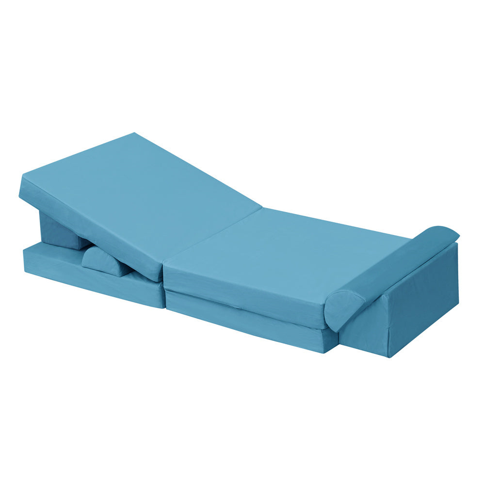 JP Outdoor Modular Kids Play Couch, 8PCS Nugget Couch for Building Fort, Toddler Play Sponge Convertible Couch,Blue
