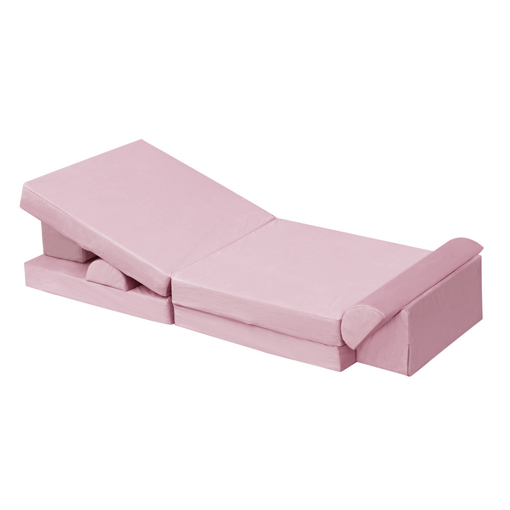 JP Outdoor Modular Kids Play Couch, 8PCS Nugget Couch for Building Fort, Toddler Play Sponge Convertible Couch，Pink