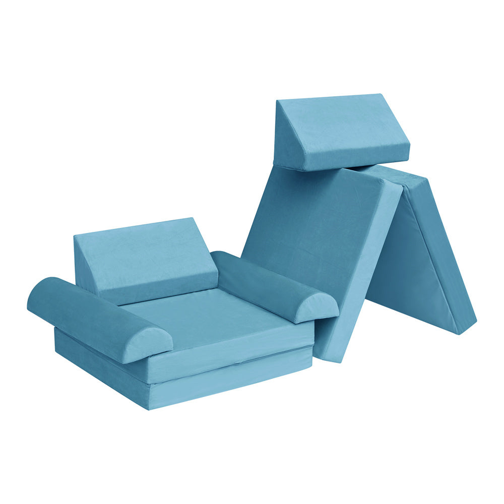 JP Outdoor Modular Kids Play Couch, 8PCS Nugget Couch for Building Fort, Toddler Play Sponge Convertible Couch,Blue