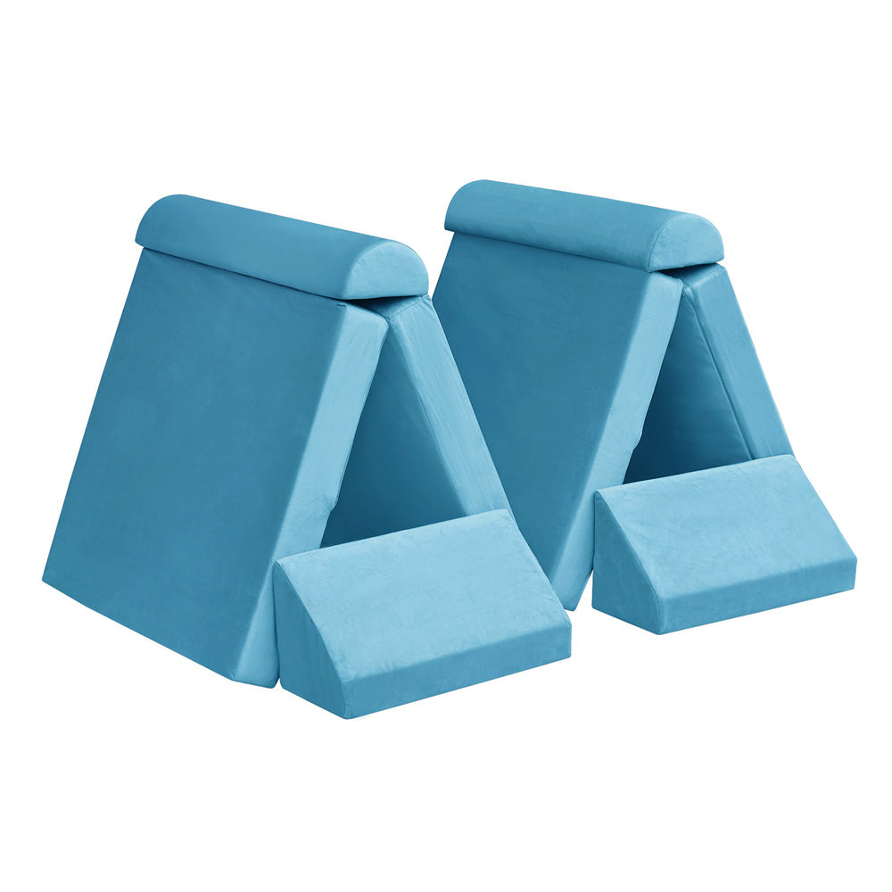 JP Outdoor Modular Kids Play Couch, 8PCS Nugget Couch for Building Fort, Toddler Play Sponge Convertible Couch,Blue