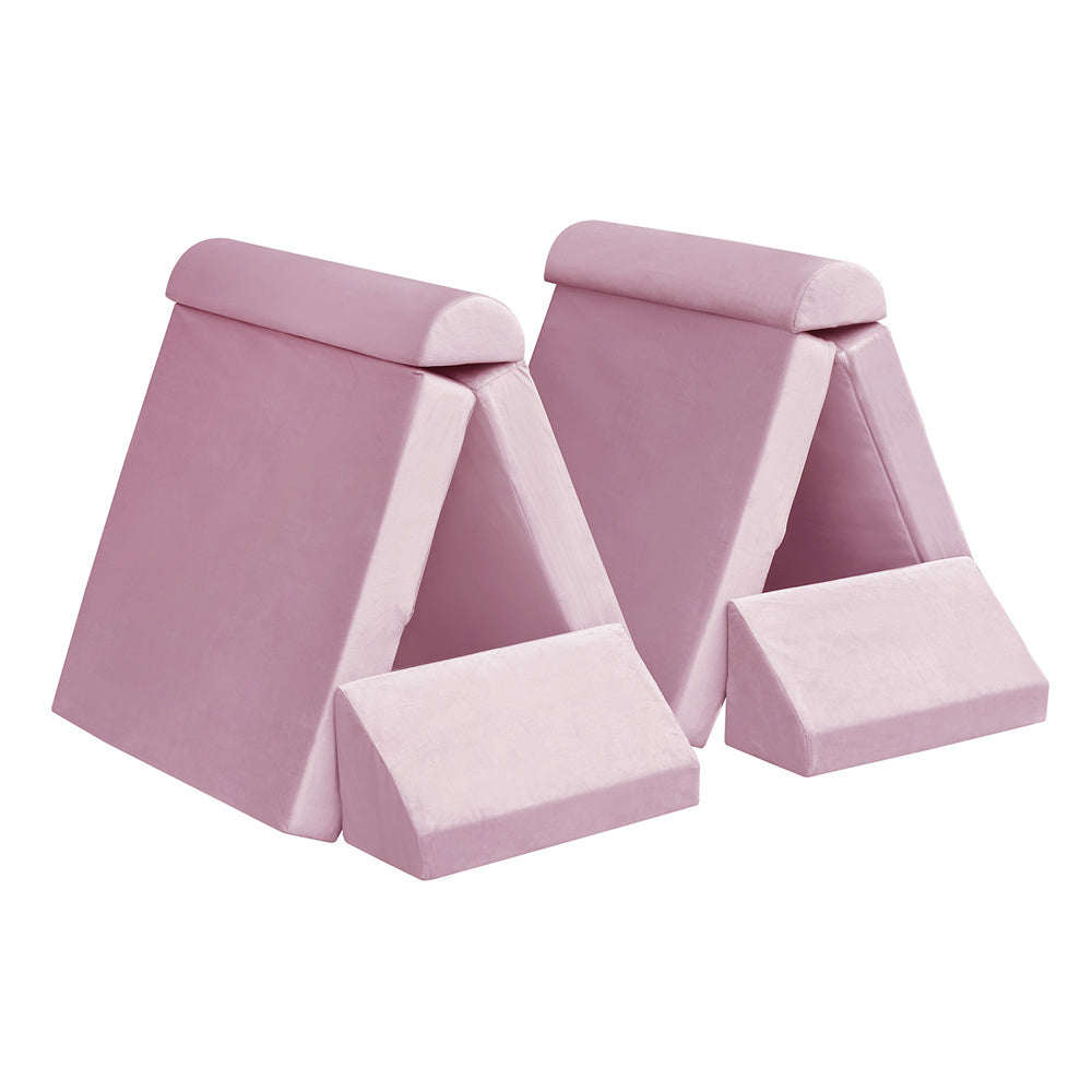 JP Outdoor Modular Kids Play Couch, 8PCS Nugget Couch for Building Fort, Toddler Play Sponge Convertible Couch，Pink