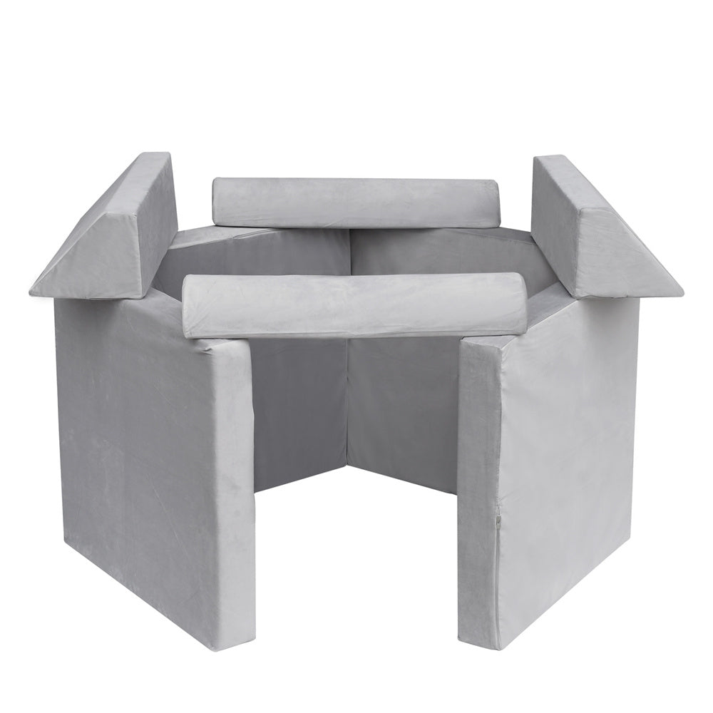 JP Outdoor Modular Kids Play Couch, 8PCS Nugget Couch for Building Fort, Toddler Play Sponge Convertible Couch，Gray