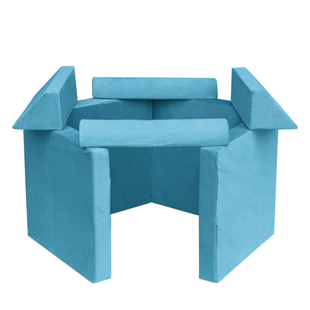 JP Outdoor Modular Kids Play Couch, 8PCS Nugget Couch for Building Fort, Toddler Play Sponge Convertible Couch,Blue