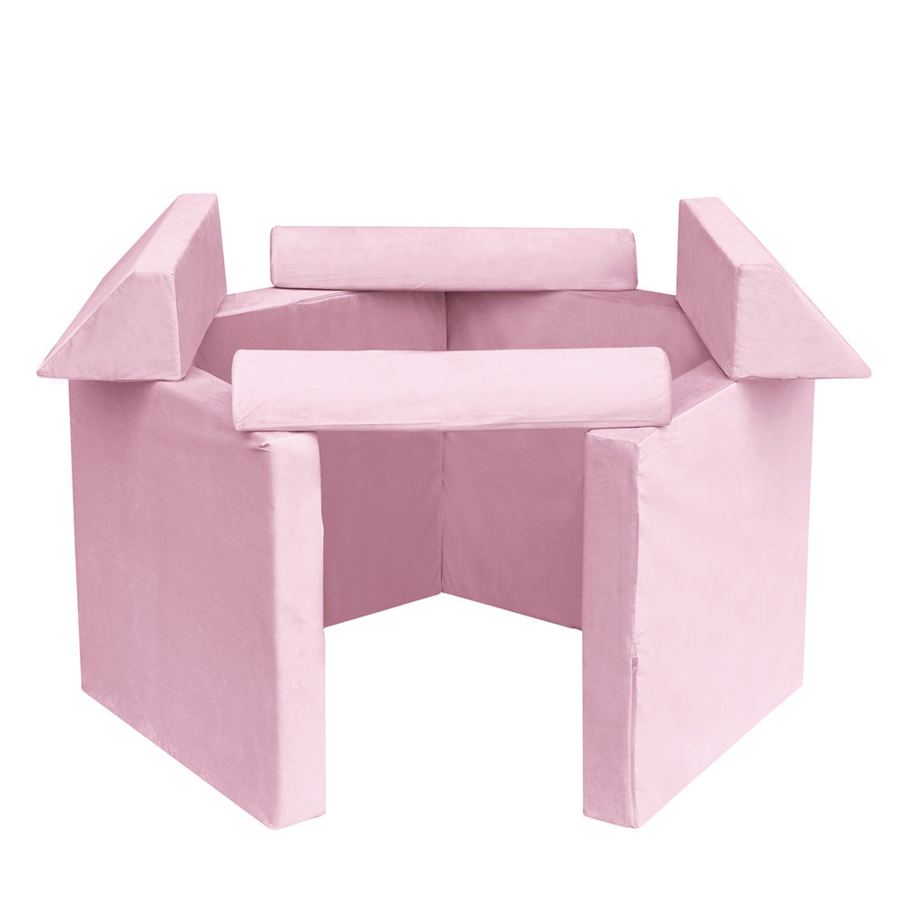 JP Outdoor Modular Kids Play Couch, 8PCS Nugget Couch for Building Fort, Toddler Play Sponge Convertible Couch，Pink