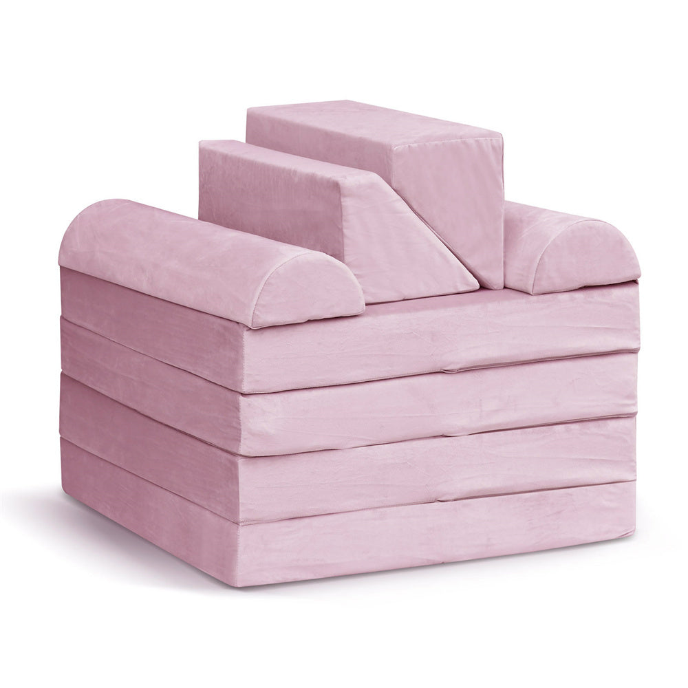 JP Outdoor Modular Kids Play Couch, 8PCS Nugget Couch for Building Fort, Toddler Play Sponge Convertible Couch，Pink