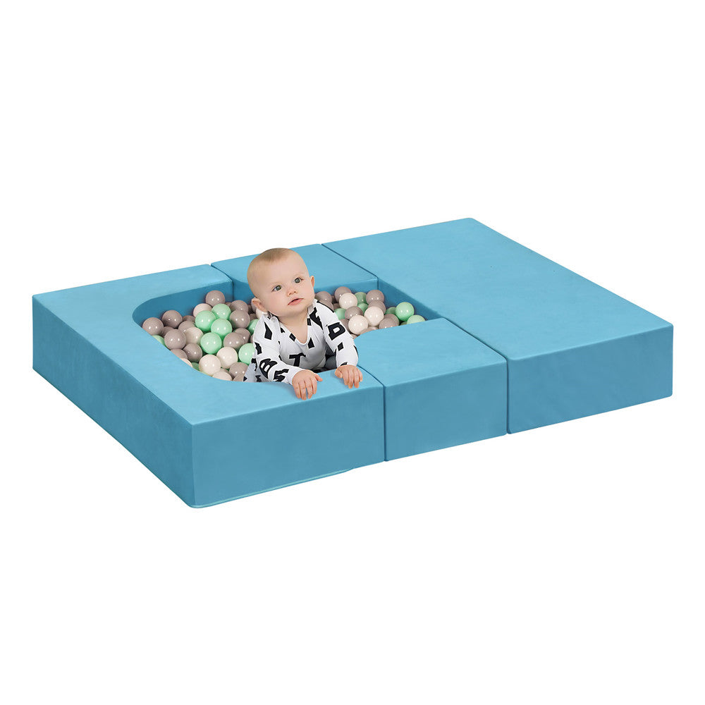 JP Outdoor 4PCS Modular Kids Play Couch Filled with 100% 28D Sponge,Toddler Nugget Convertible Couch，Blue
