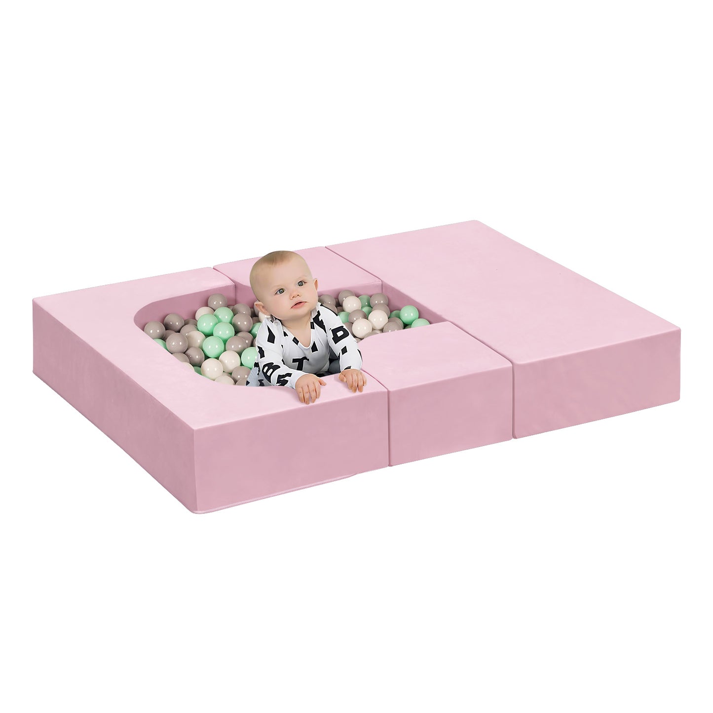JP Outdoor 4PCS Modular Kids Play Couch Filled with 100% 28D Sponge,Toddler Nugget Convertible Couch，Pink