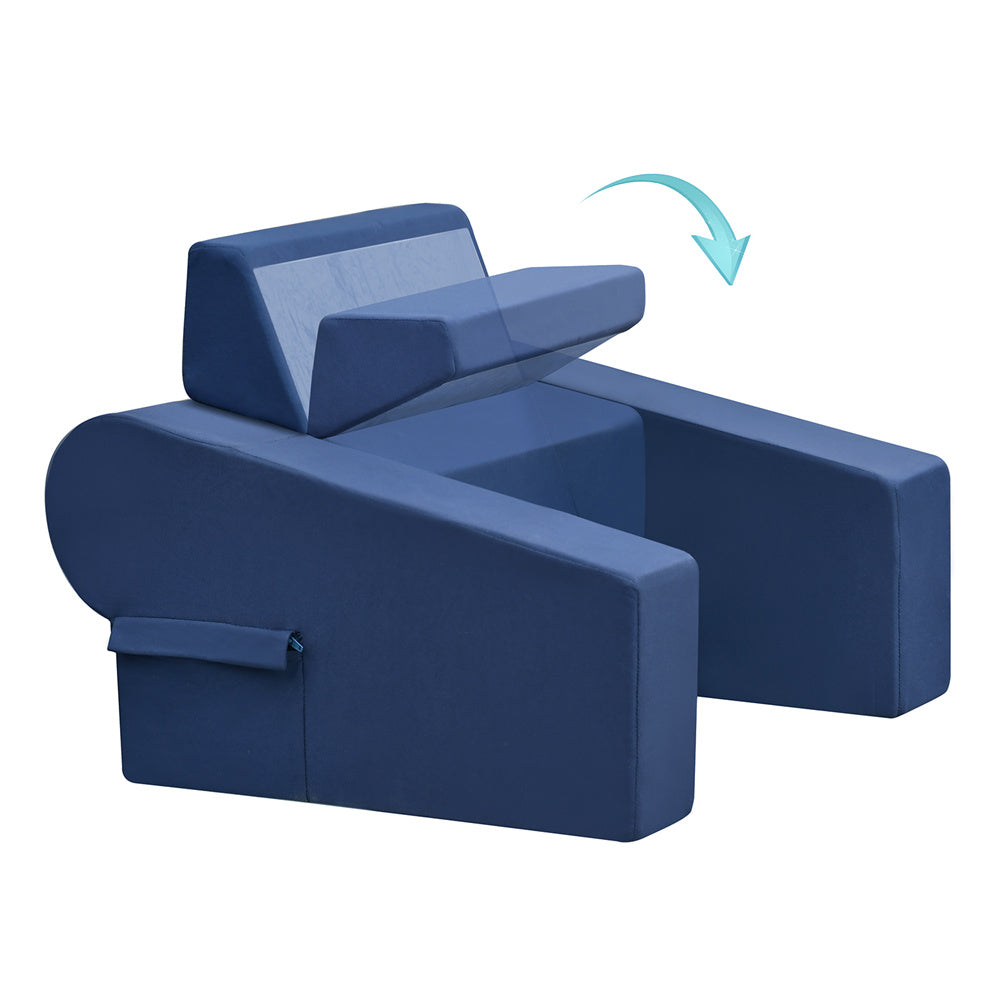 JP Outdoor Reading Pillow for Gaming Lap Desk with Side Pocket,Arm Rest Pillows for Sitting up in Bed, Navy Blue