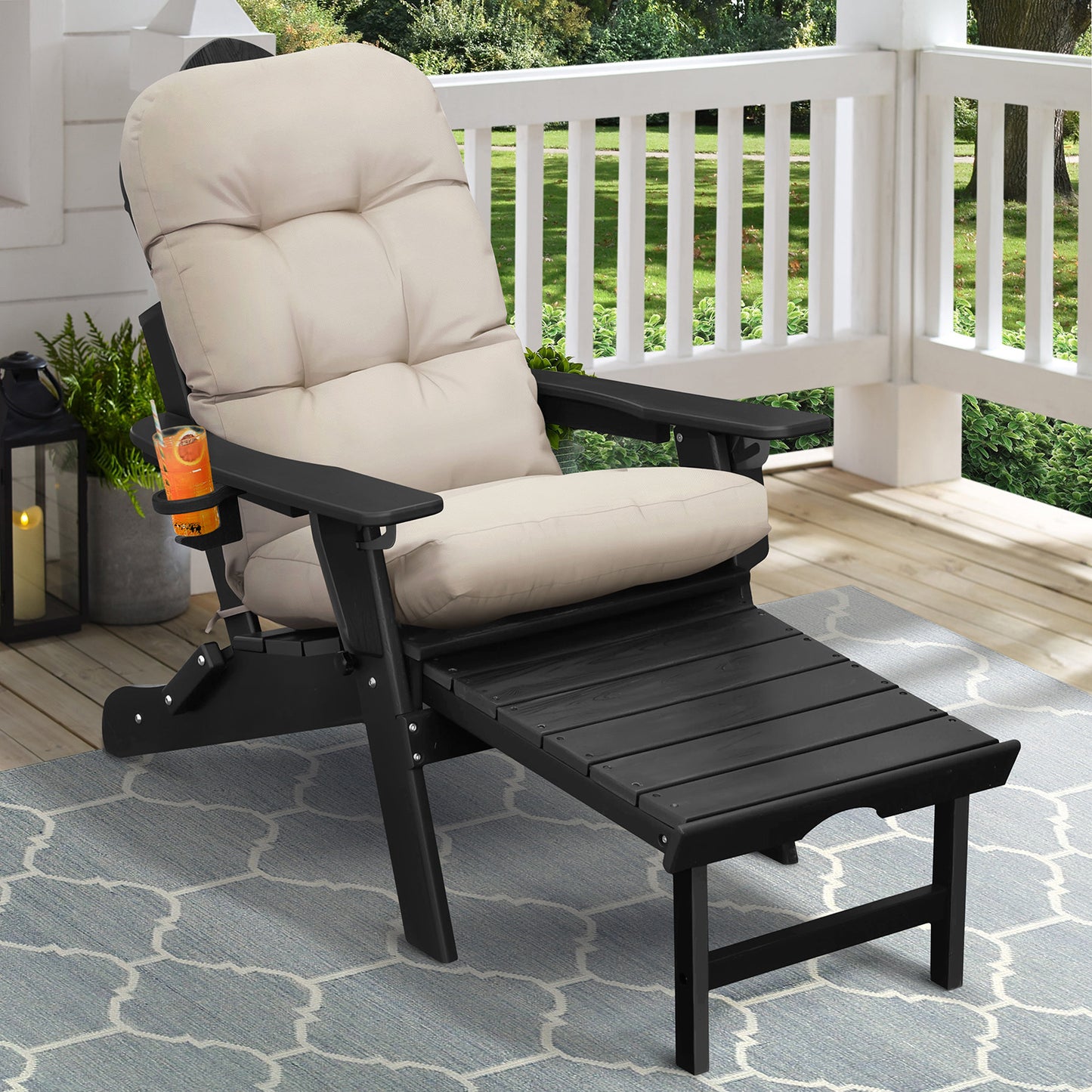 JP OUTDOOR 19.7”x 46.5”x 4”Outdoor Seat and Back Cushion for Adirondack Chairs,Light Khaki