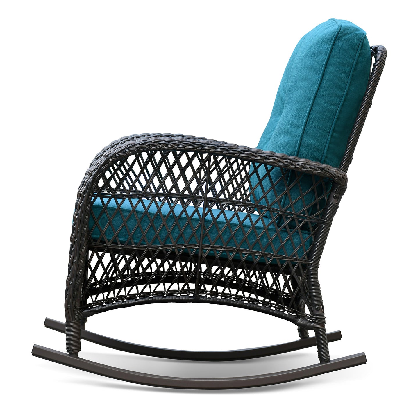 JP Outdoor 3Pcs Indoor or Outdoor Wicker Rocking Porch Chair,Cyan Blue