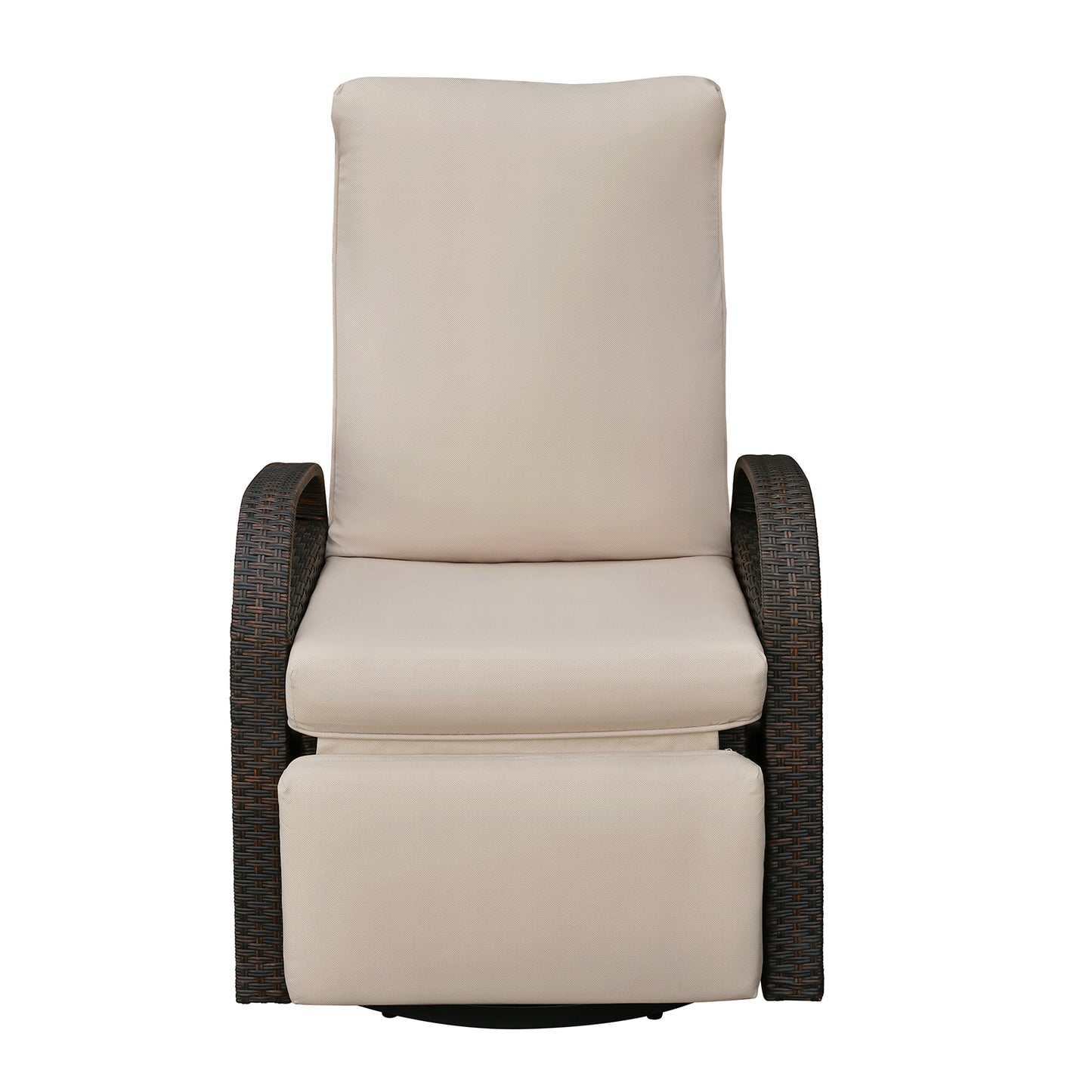 JP Outdoor Outdoor Patio Recliner Swivel Rocker Chair with Thickness Cushion,Adjustable Backrest and Footrest,for Garden,Backyard,Khaki