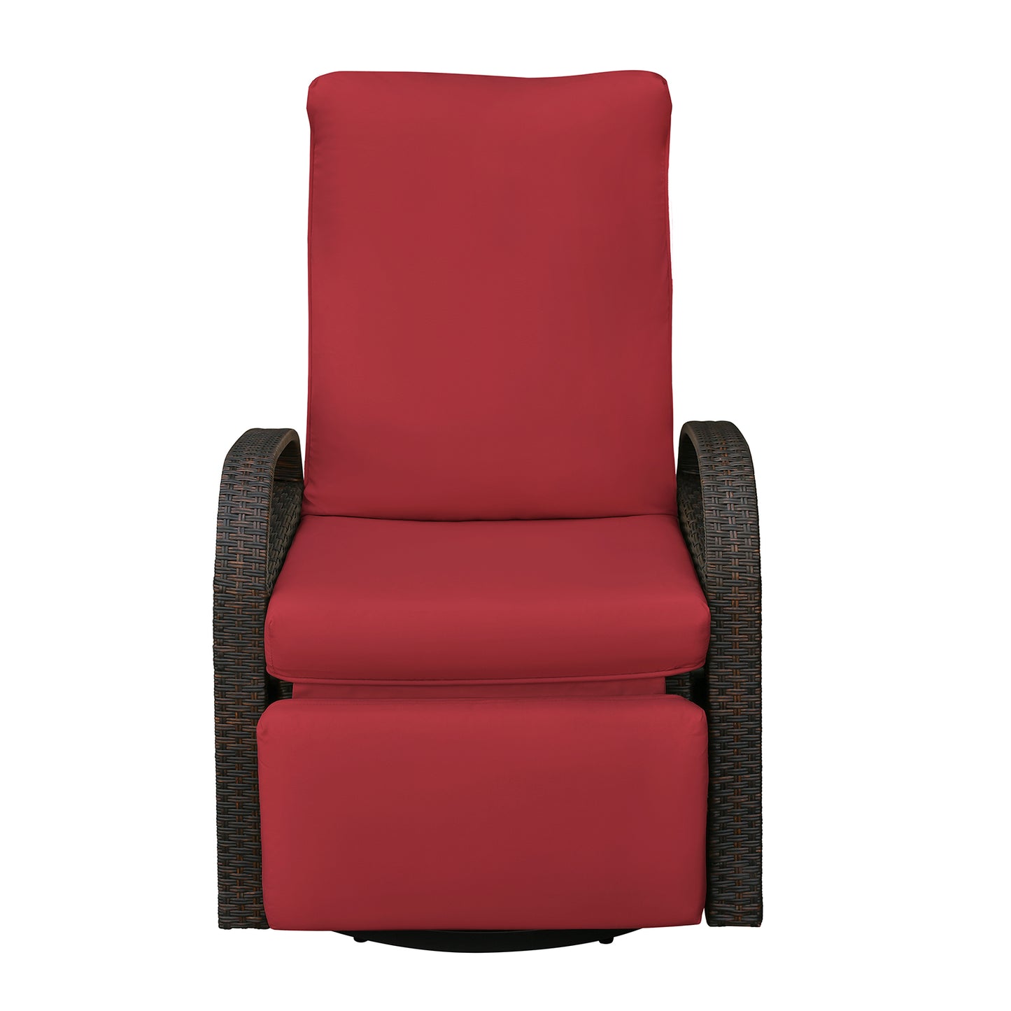 JP Outdoor Outdoor Patio Recliner Swivel Rocker Chair with Thickness Cushion,Adjustable Backrest and Footrest,for Garden,Backyard,Red