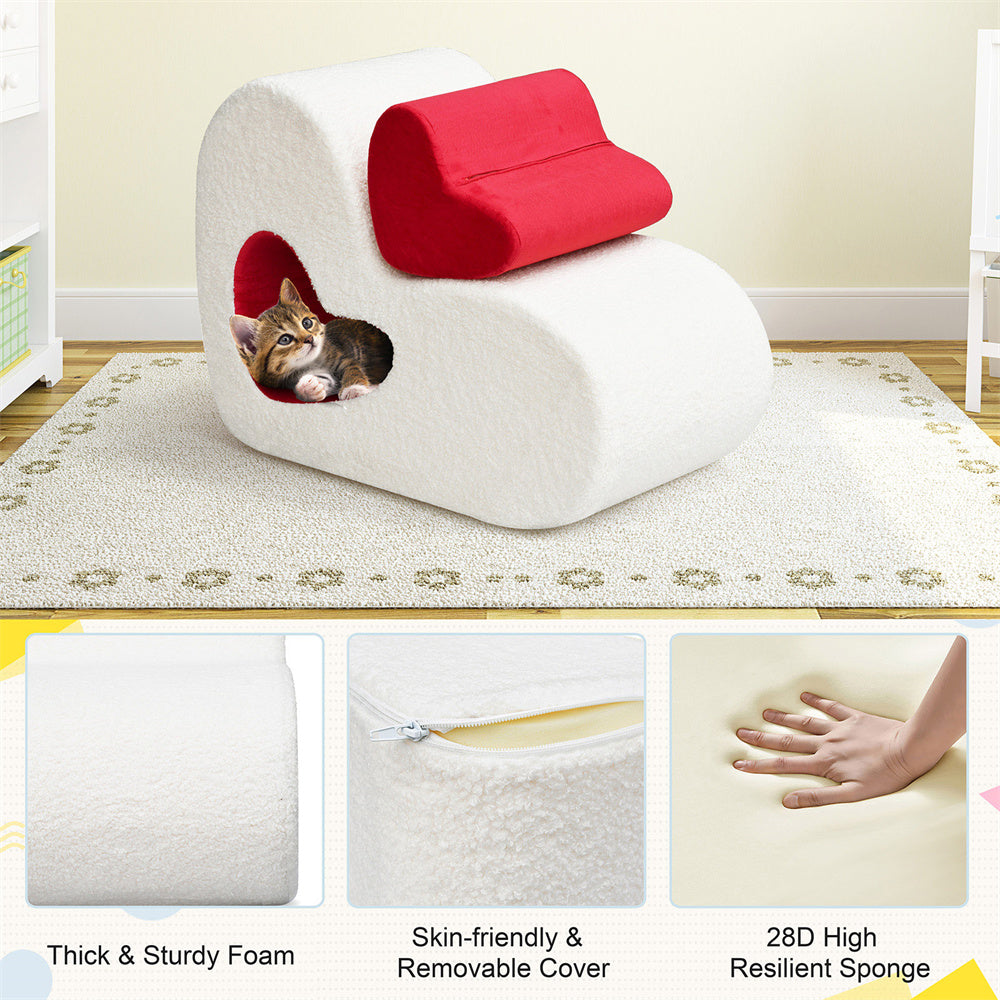JP Outdoor Teddy Kid Sofa Chair, Modern Kid Couch with 100% Sponge Filling, White