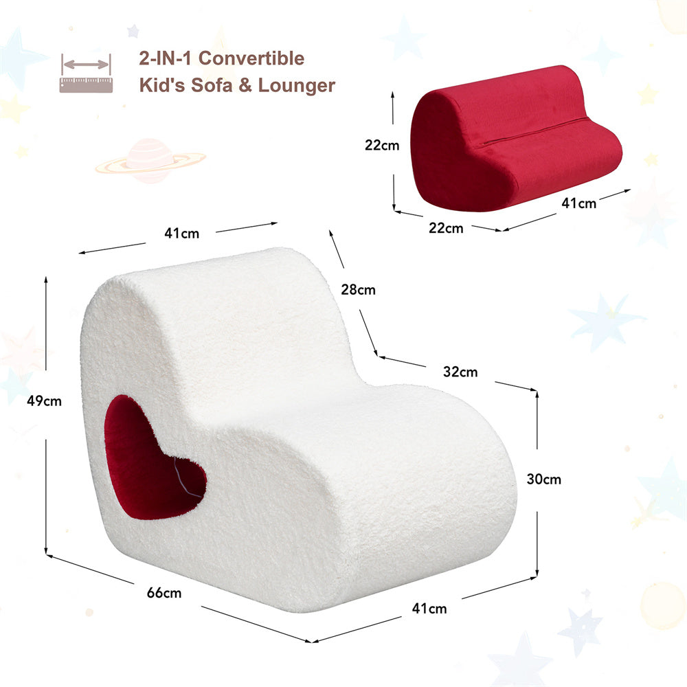 JP Outdoor Teddy Kid Sofa Chair, Modern Kid Couch with 100% Sponge Filling, White