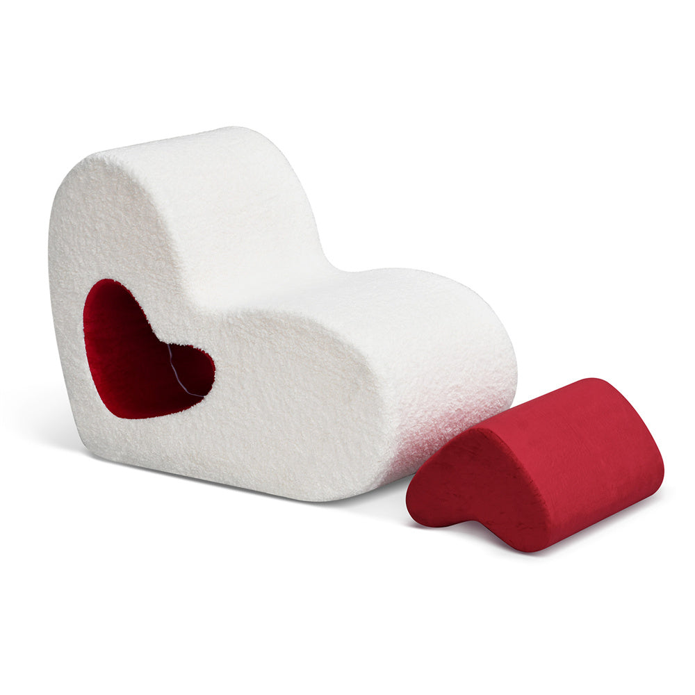 JP Outdoor Teddy Kid Sofa Chair, Modern Kid Couch with 100% Sponge Filling, White