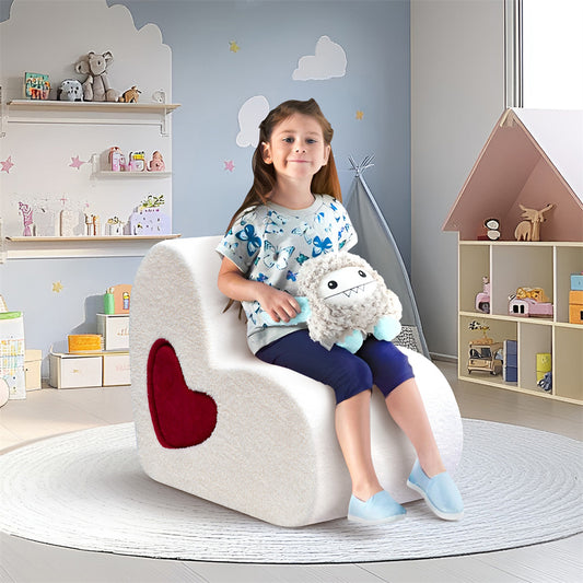 JP Outdoor Teddy Kid Sofa Chair, Modern Kid Couch with 100% Sponge Filling, White