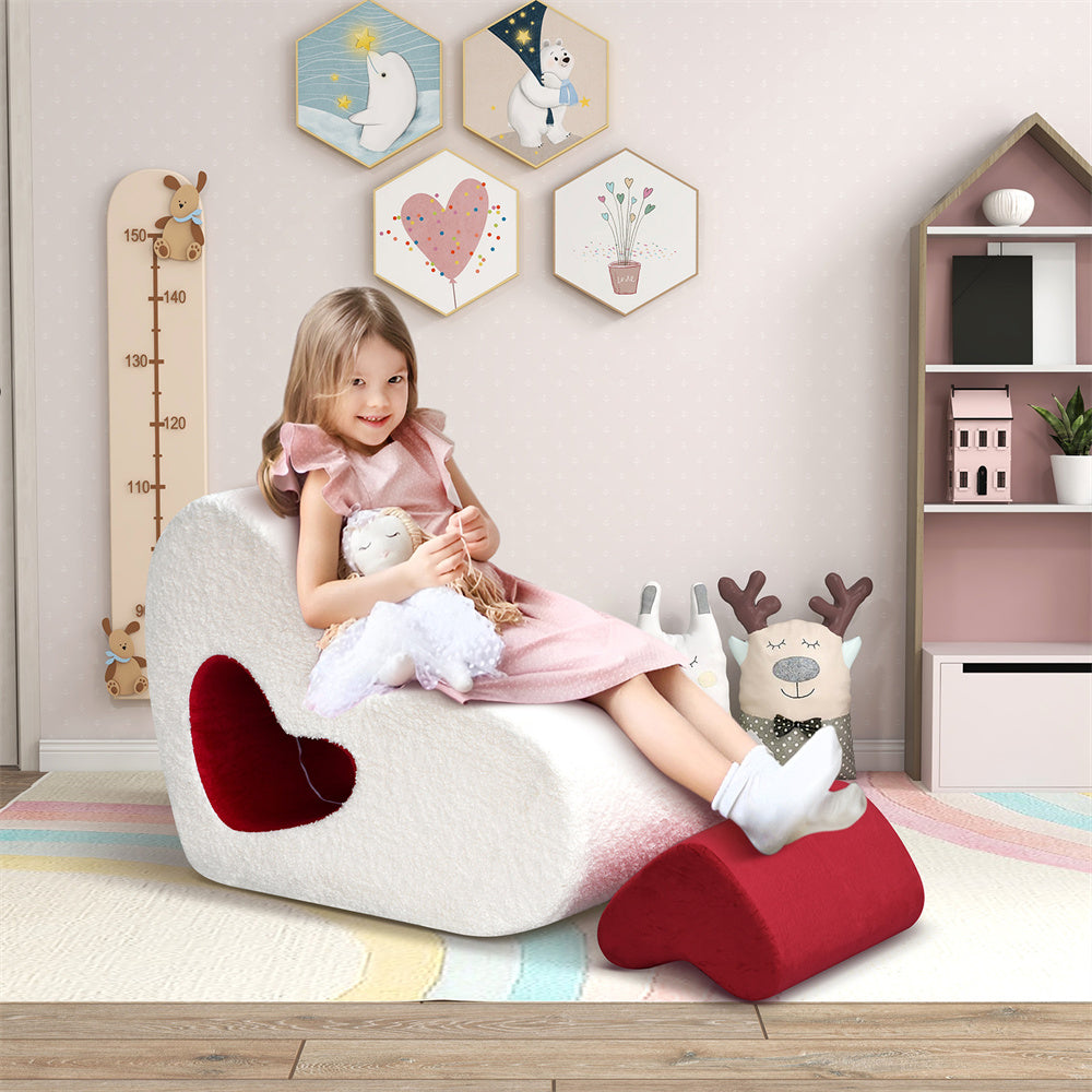 JP Outdoor Teddy Kid Sofa Chair, Modern Kid Couch with 100% Sponge Filling, White