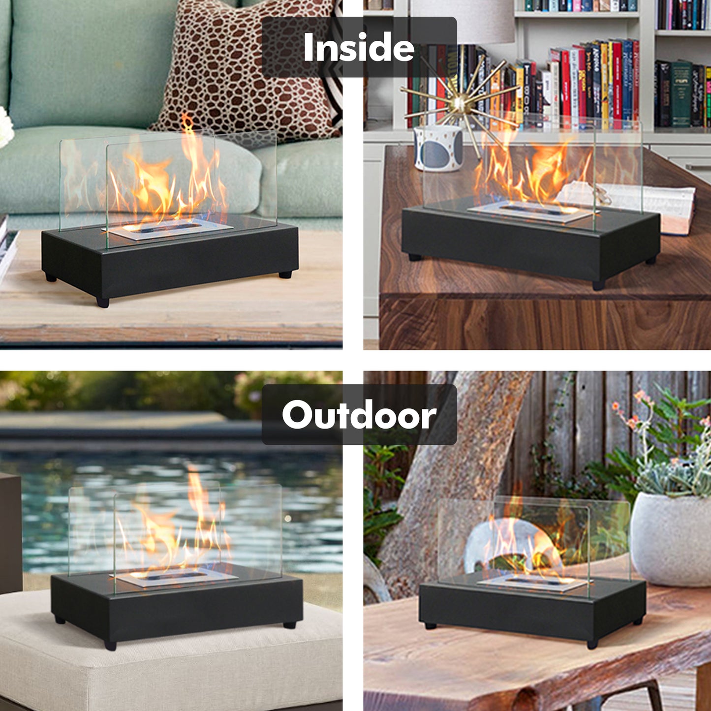 JP OUTDOOR 8''H Metal Portable Outdoor Tabletop Fireplace with Flame Guard