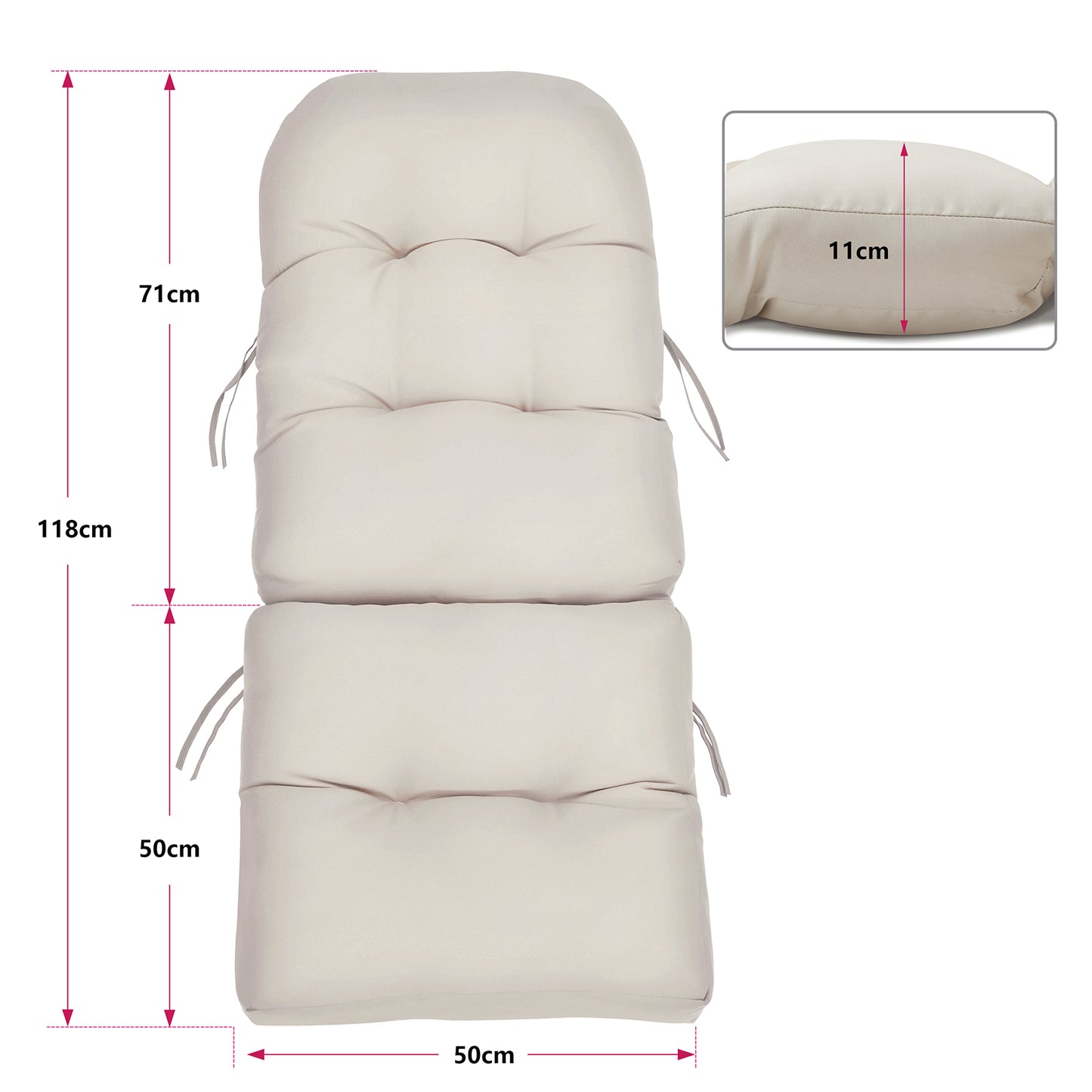 JP OUTDOOR 19.7”x 46.5”x 4”Outdoor Seat and Back Cushion for Adirondack Chairs,Light Khaki