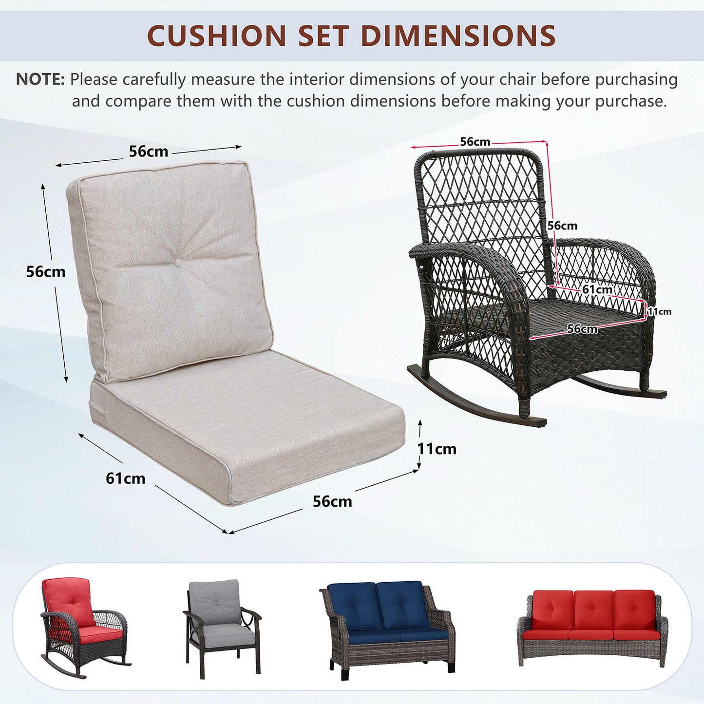 JP Outdoor 2-Piece Deep Seat Cushion,Patio Chair Cushion Set,Water Repellent,Fade Resistant,Khaki