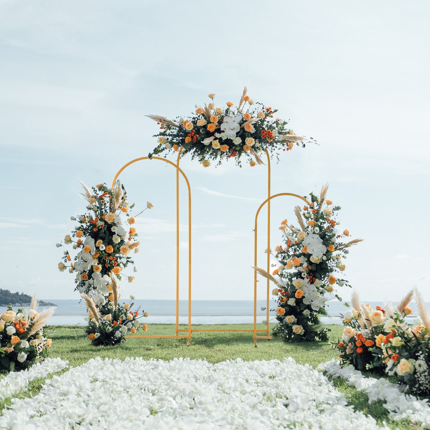 JP OUTDOOR 3Pcs Metal Arch Backdrop Stand, Wedding Arch Stand (5.9FT/4.9FT/3.9FT) ,for Birthday Party Ceremony Outdoor Indoor Celebration Decoration