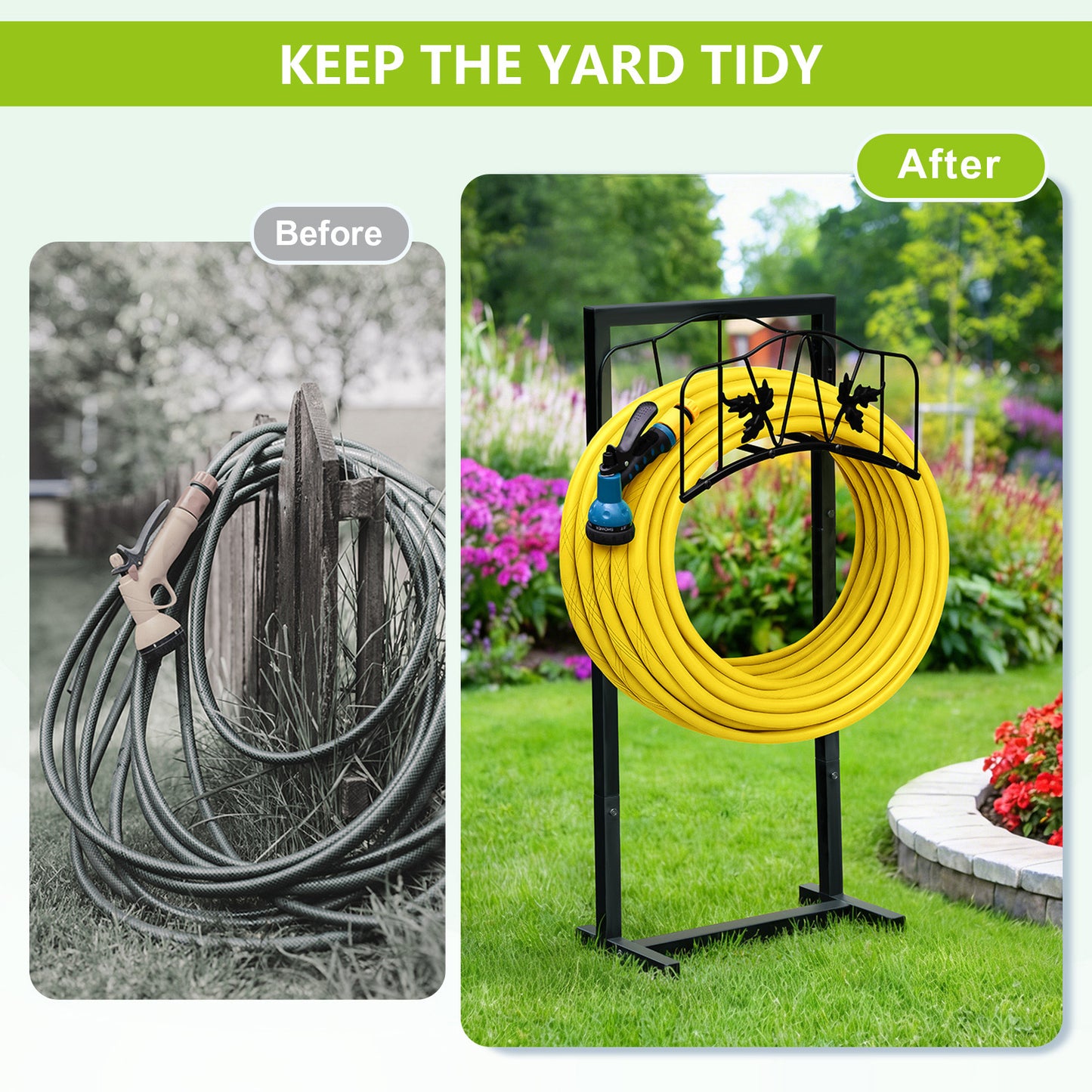 JP Outdoor Detachable Garden Hose Holder, Freestanding Water Hose Holder for Outdoor Yard Lawn