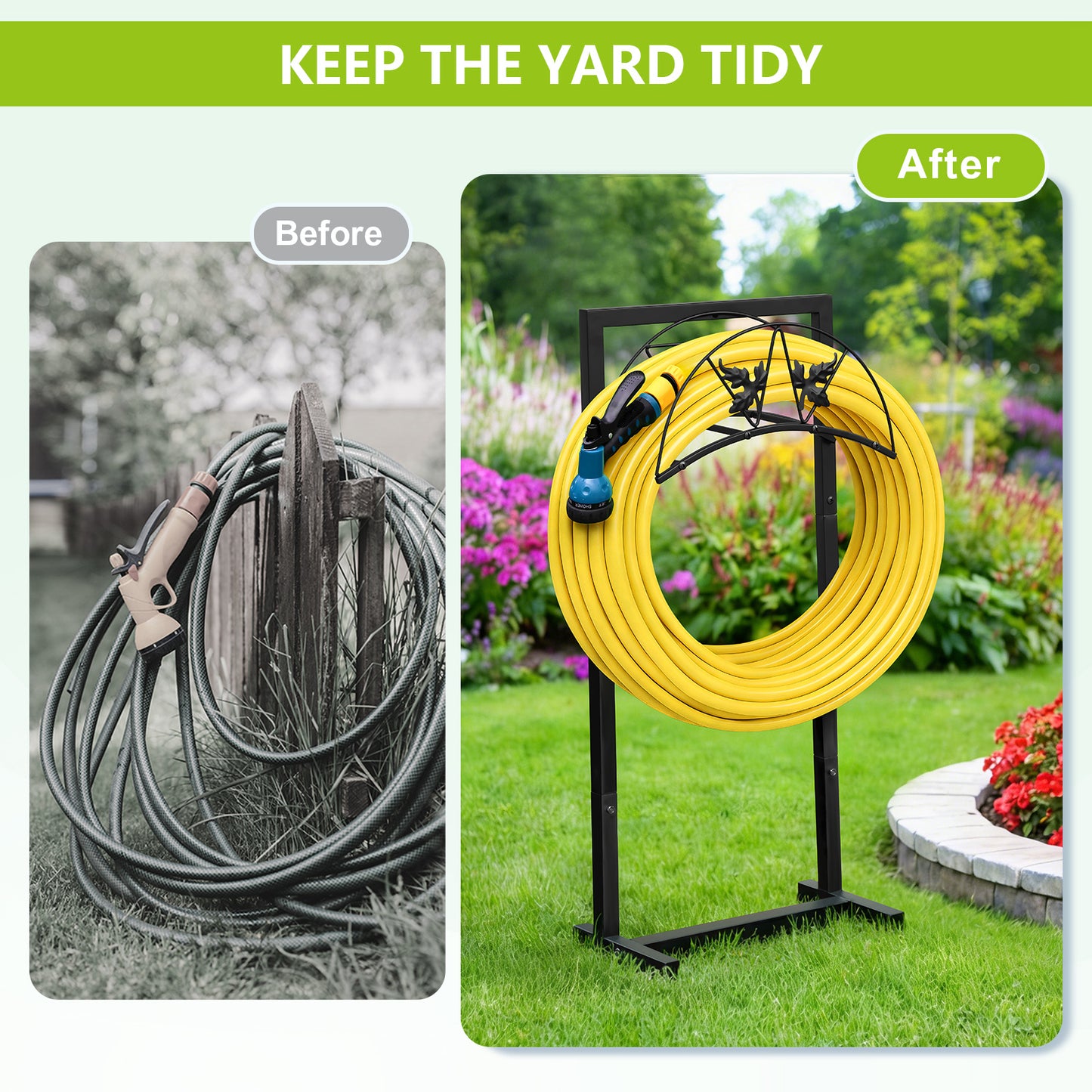JP Outdoor Detachable Garden Hose Holder with, Freestanding Water Hose Holder for Outdoor Yard Lawn