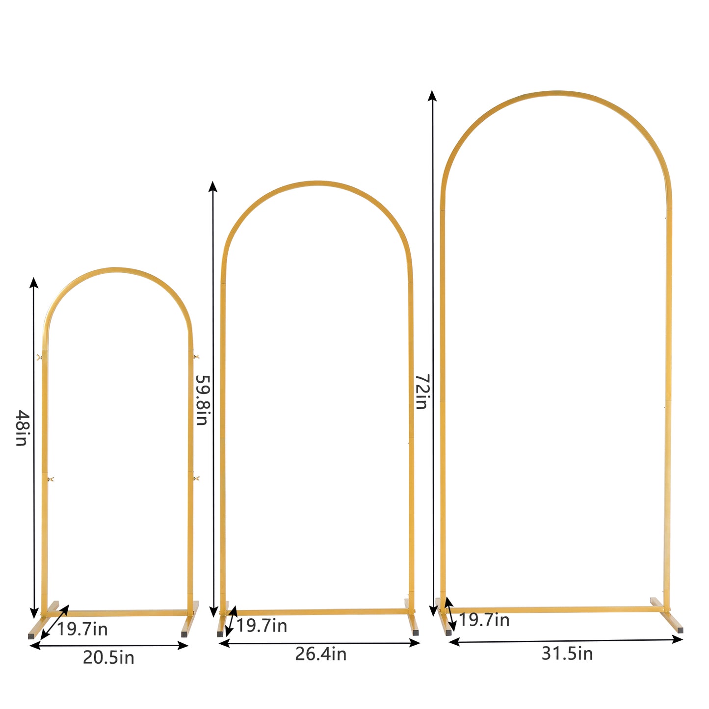 JP OUTDOOR 3Pcs Metal Arch Backdrop Stand, Wedding Arch Stand (5.9FT/4.9FT/3.9FT) ,for Birthday Party Ceremony Outdoor Indoor Celebration Decoration