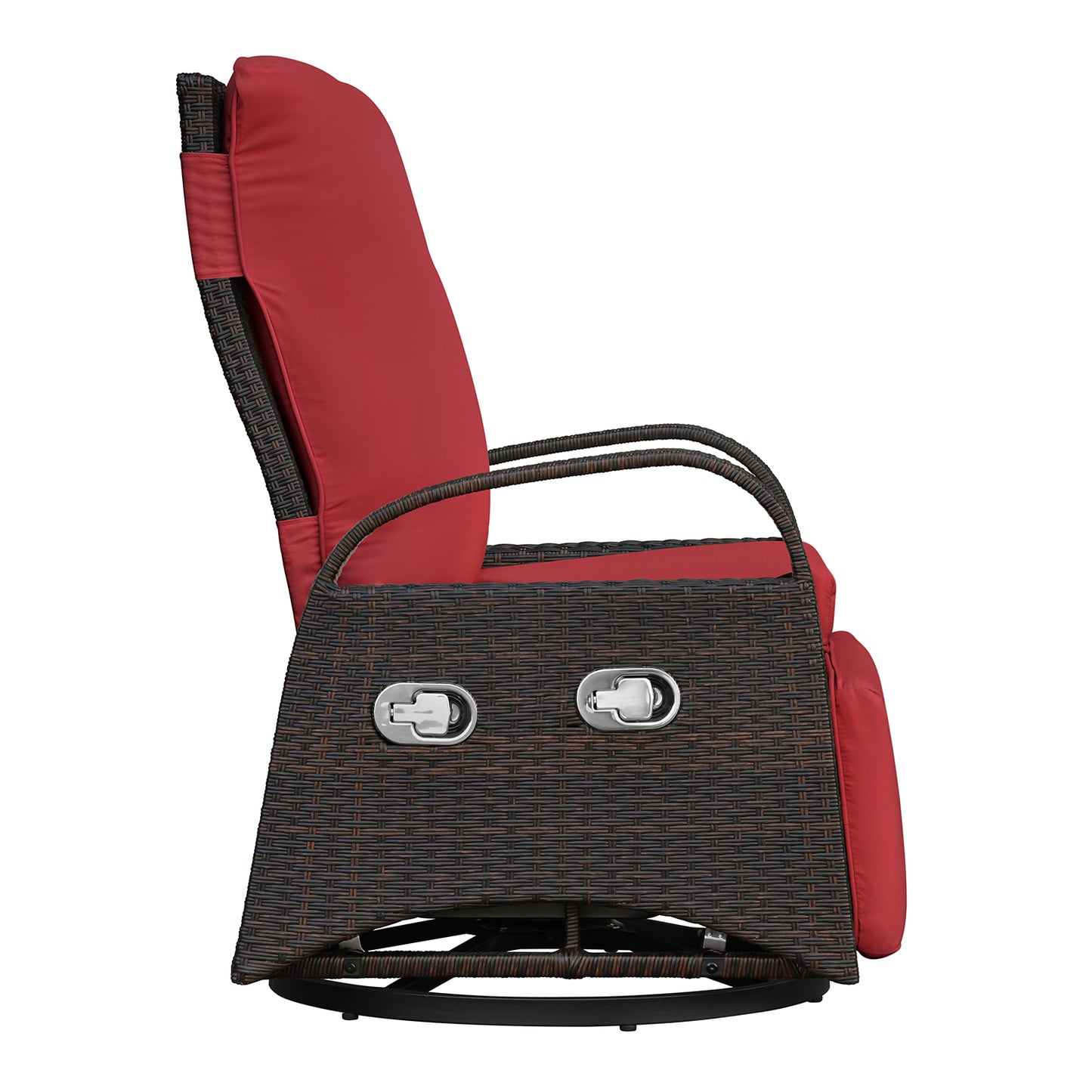 JP Outdoor Outdoor Patio Recliner Swivel Rocker Chair with Thickness Cushion,Adjustable Backrest and Footrest,for Garden,Backyard,Red