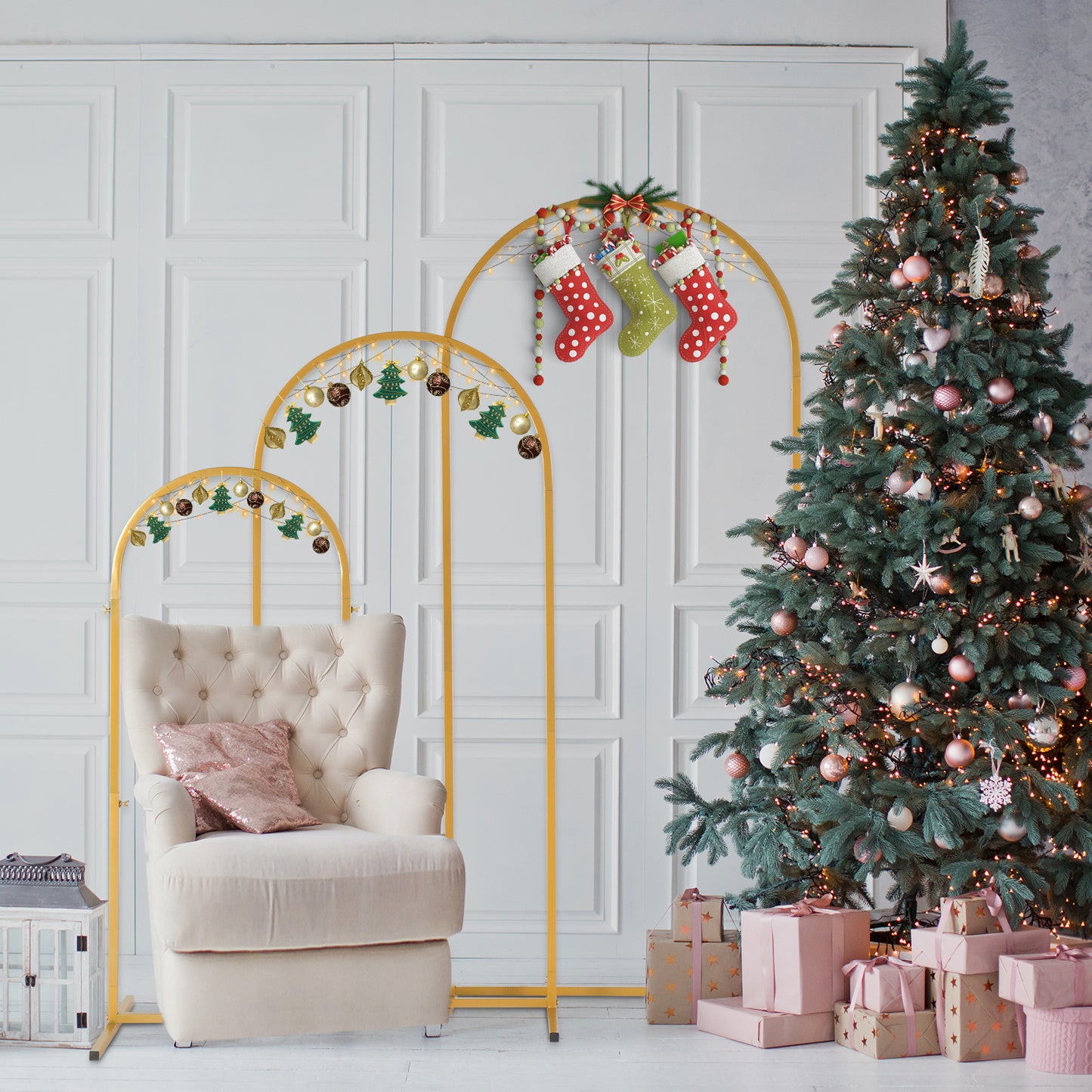 JP OUTDOOR 3Pcs Metal Arch Backdrop Stand, Wedding Arch Stand (5.9FT/4.9FT/3.9FT) ,for Birthday Party Ceremony Outdoor Indoor Celebration Decoration