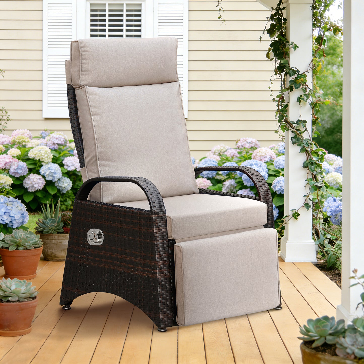 JP Outdoor Replacement Cushion for Indoor or Outdoor Recliner Chair,Flaxen