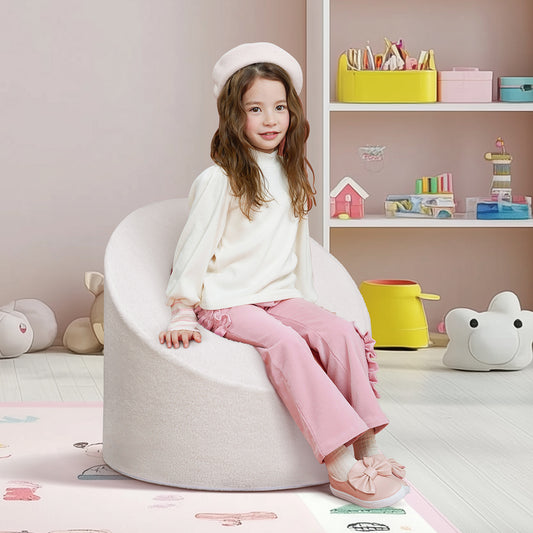 JP OUTDOOR Kid's Round Sponge Chair,Soft 28D Sponge Core,Skin-Friendly Dutch Velvet Fabric,White