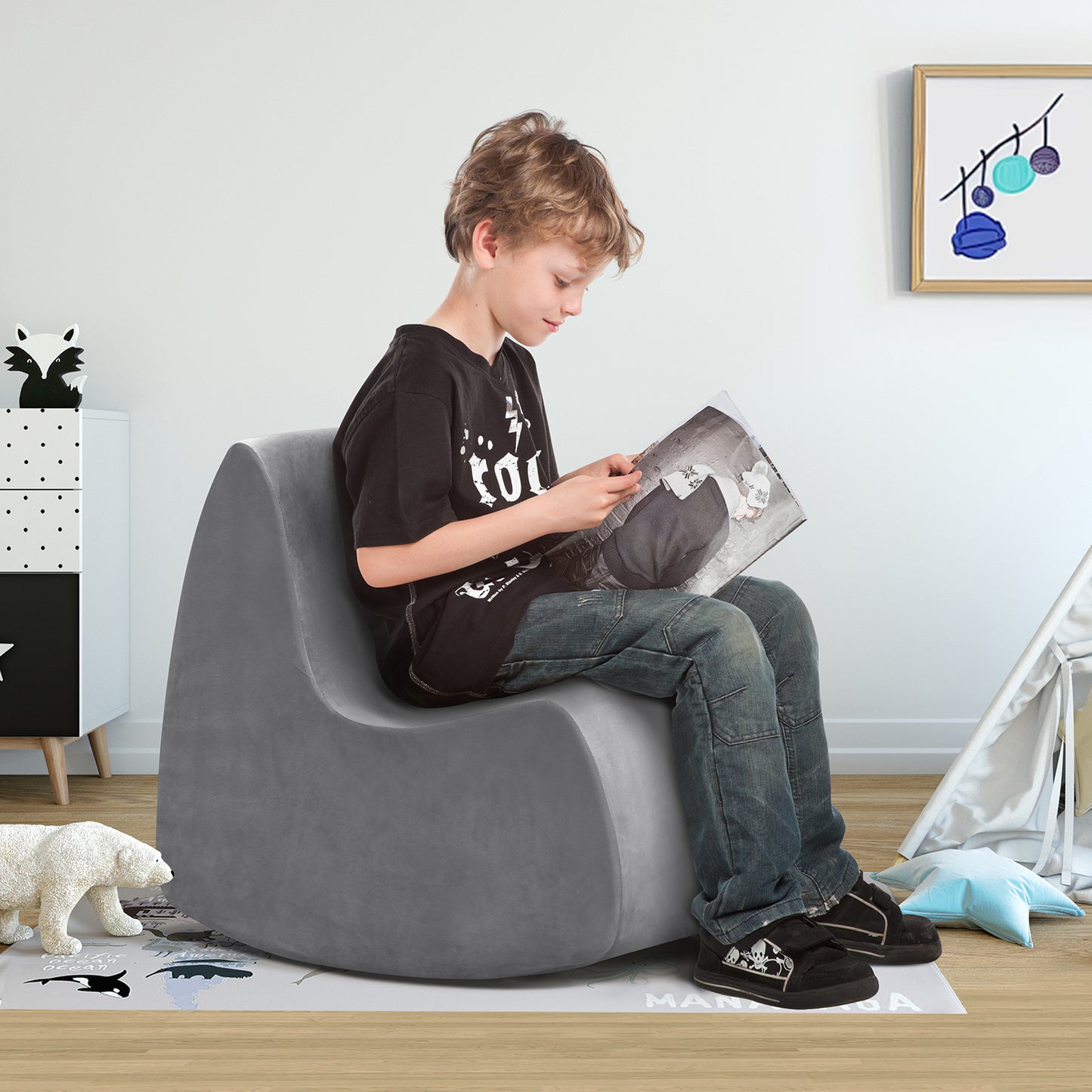 JP OUTDOOR Kid's Rocking Chair,Soft 28D Sponge Core