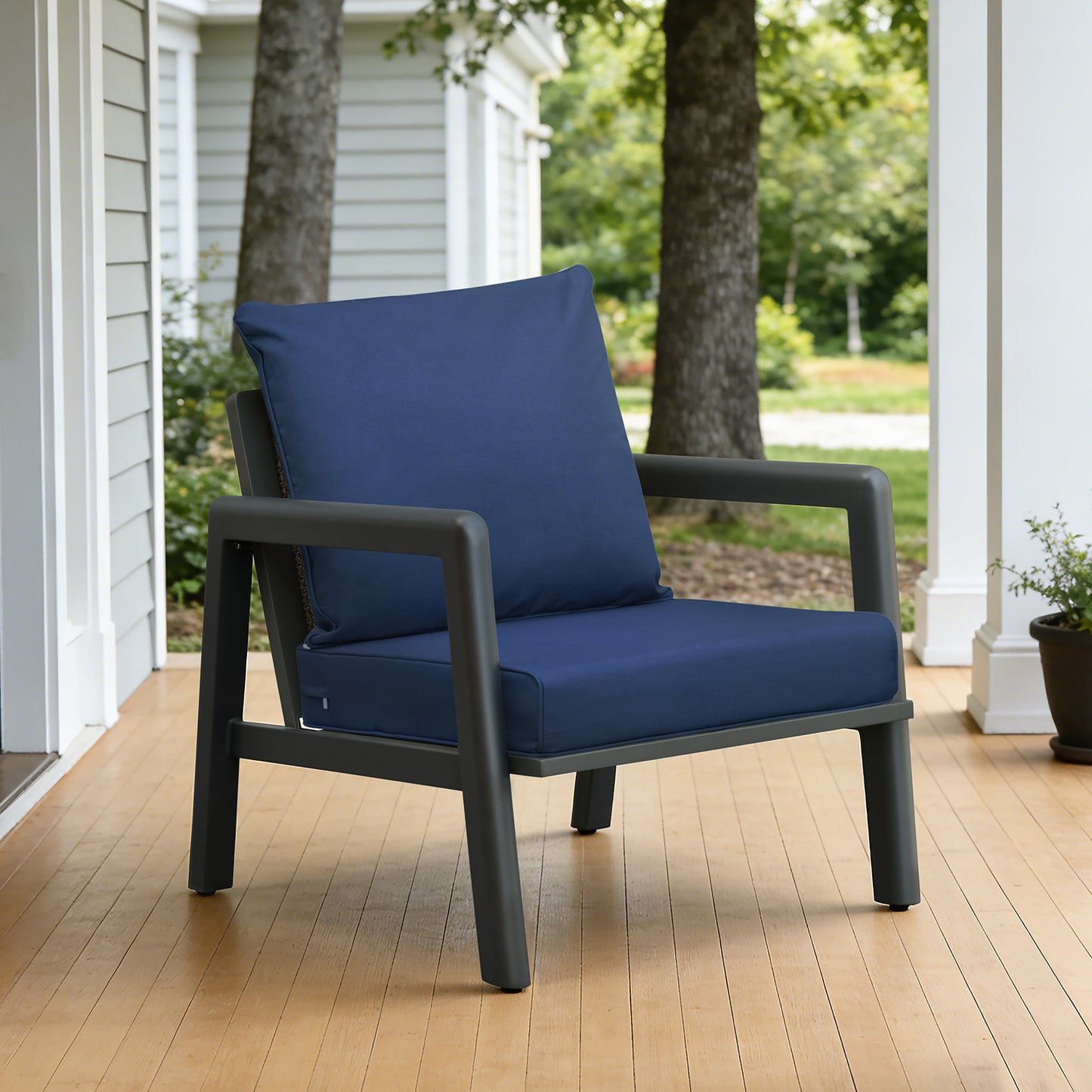 JP Outdoor 24" x 24" Patio Deep Seat Cushion Set, Outdoor Chair Cushion, Water Resistant & Fade Resistant, Navy Blue
