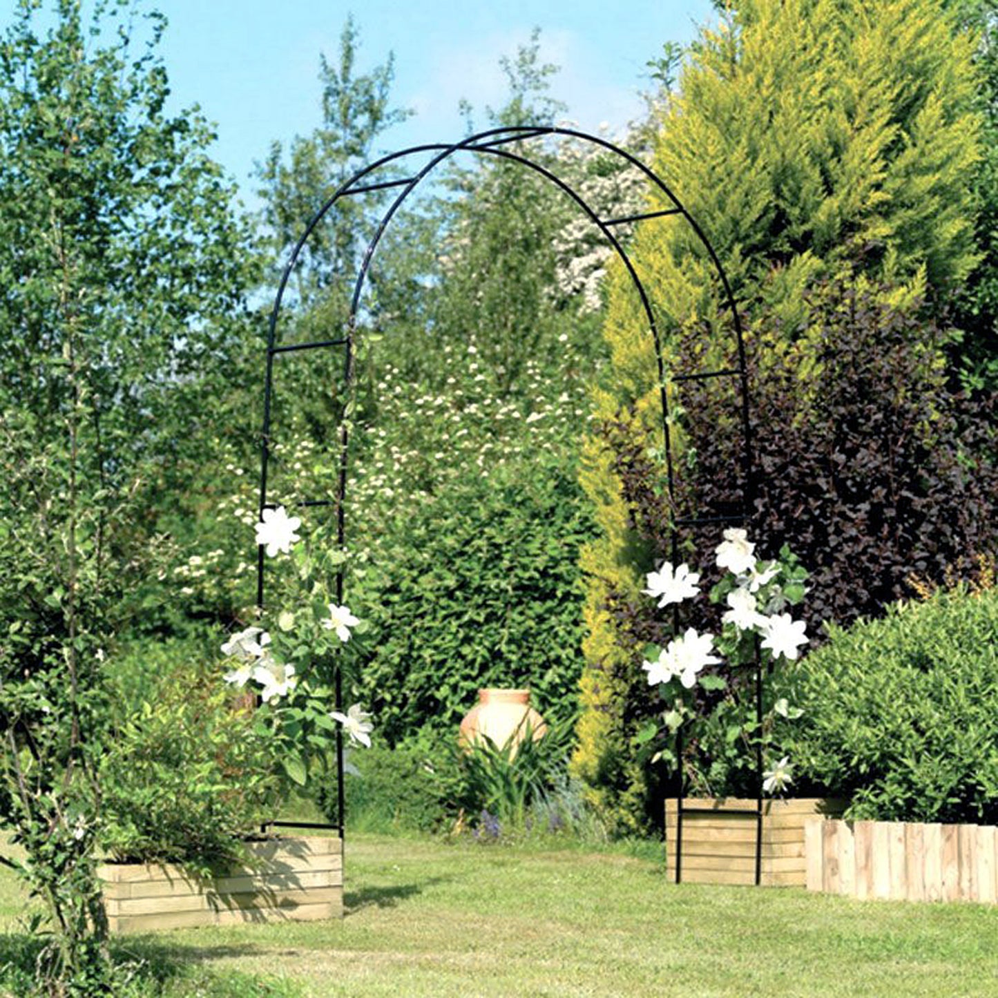 JP OUTDOOR 7'8" H x 4'5" W Patio Metal Garden Arch Trellis,Arbor Trellis for Climbing Plants Support or Wedding Decor，Black
