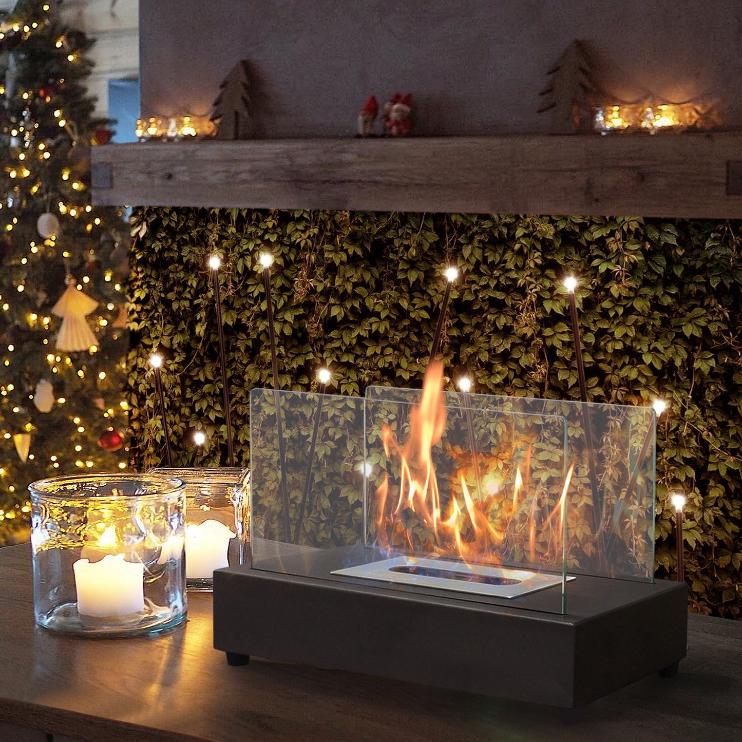 JP OUTDOOR 8''H Metal Portable Outdoor Tabletop Fireplace with Flame Guard