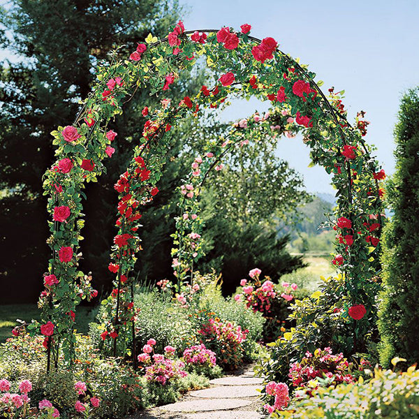 JP OUTDOOR 7'8" H x 4'5" W Patio Metal Garden Arch Trellis,Arbor Trellis for Climbing Plants Support or Wedding Decor，Black