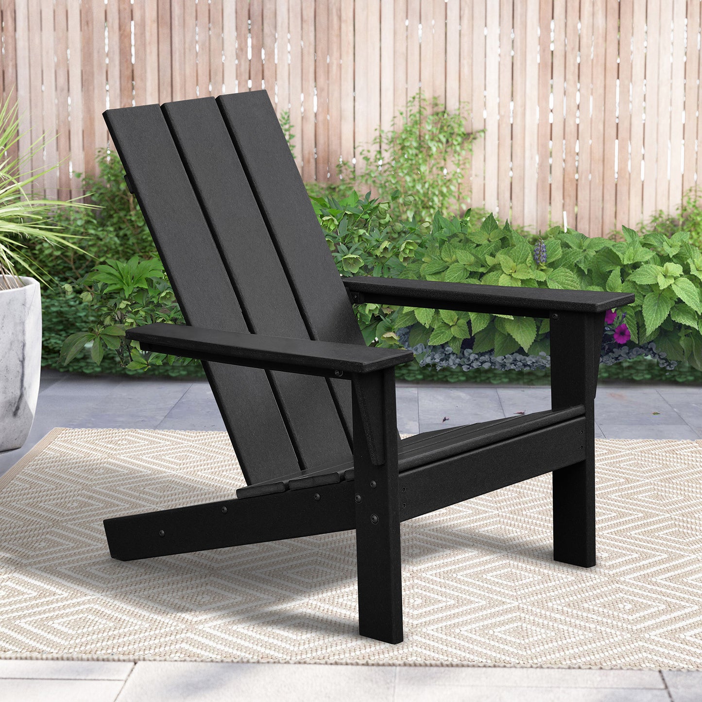 JP OUTDOOR Modern Plastic Adirondack Chair,Outdoor Adirondack Fire Pit Chair,Black