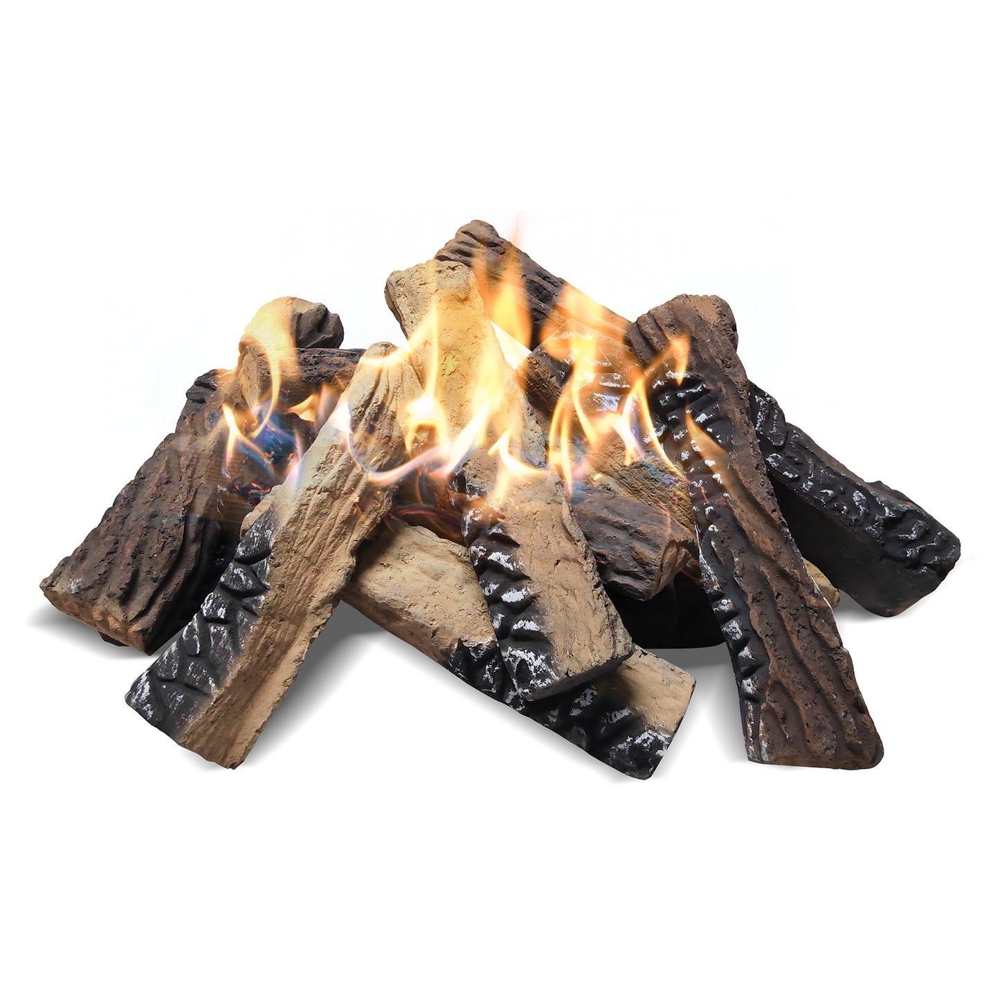 JP OUTDOOR 10PCS Large Gas Fireplace Logs, Ceramic Wood Logs Decor for Indoor and Outdoor Firepit