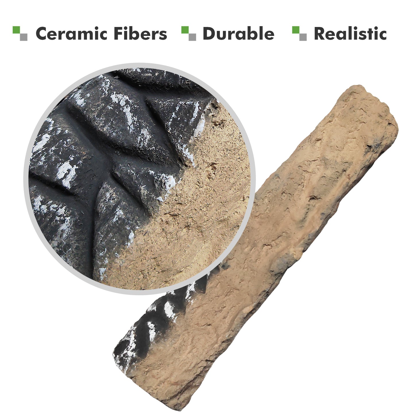 JP OUTDOOR 10PCS Large Gas Fireplace Logs, Ceramic Wood Logs Decor for Indoor and Outdoor Firepit