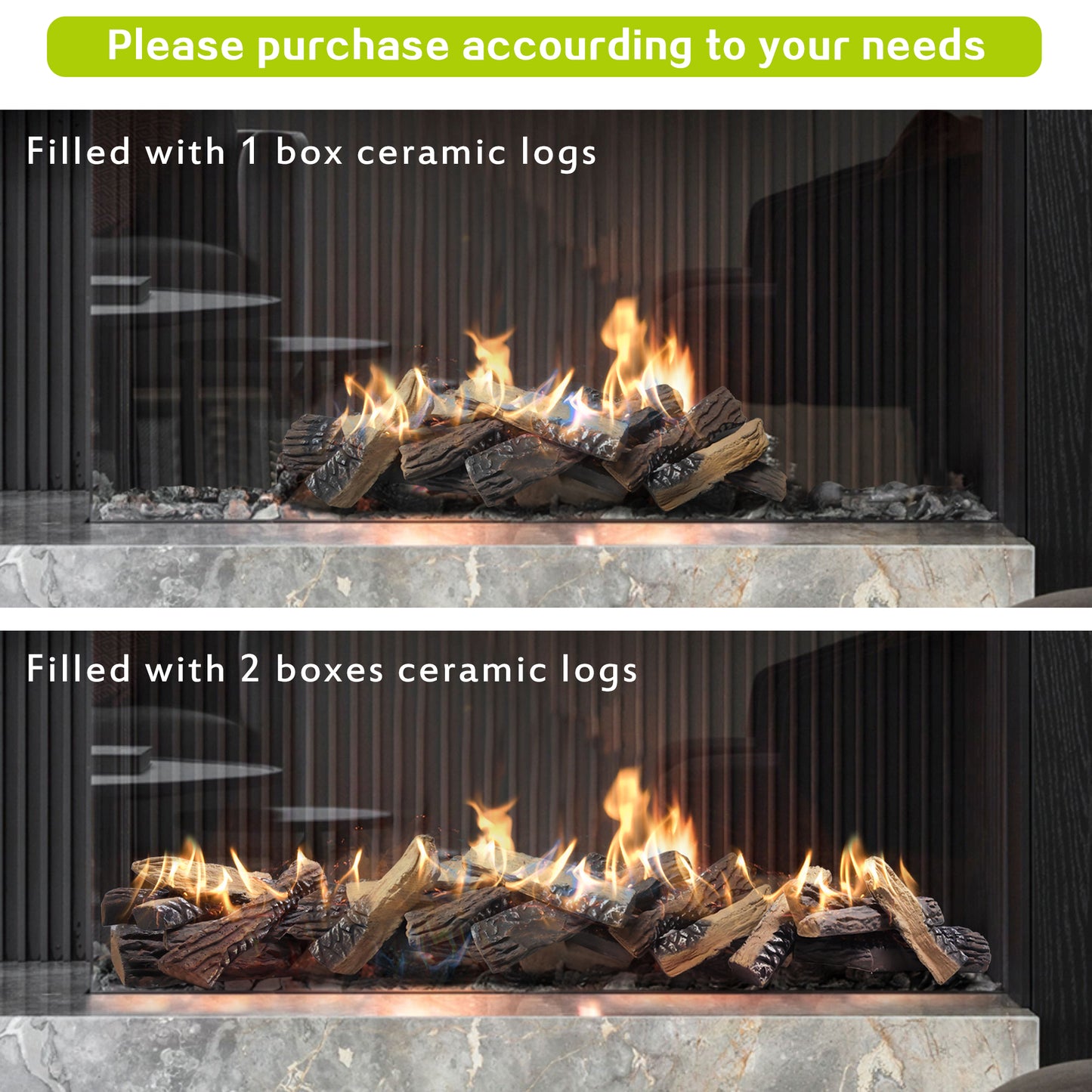 JP OUTDOOR 10PCS Large Gas Fireplace Logs, Ceramic Wood Logs Decor for Indoor and Outdoor Firepit