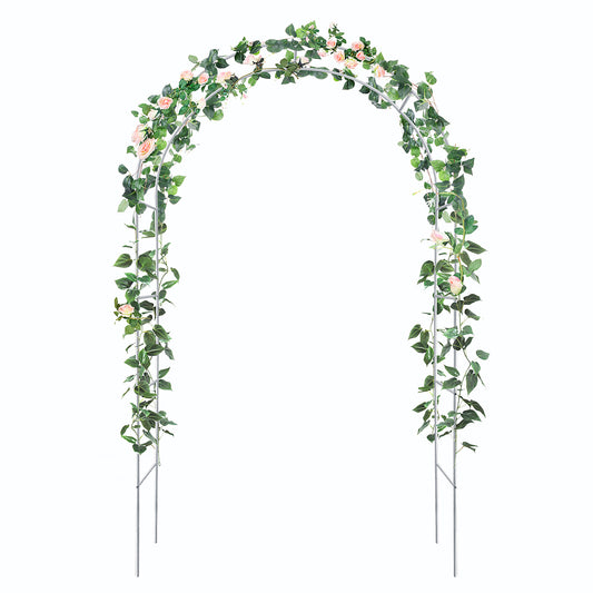 JP OUTDOOR 8ft H Metal Garden Arch Trellis,Arbor Trellis for Climbing Plants Support or Wedding Decor,White